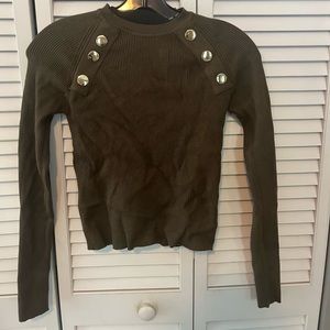 Zara olive green sweater with gold button detail- Never Worn - Size Small